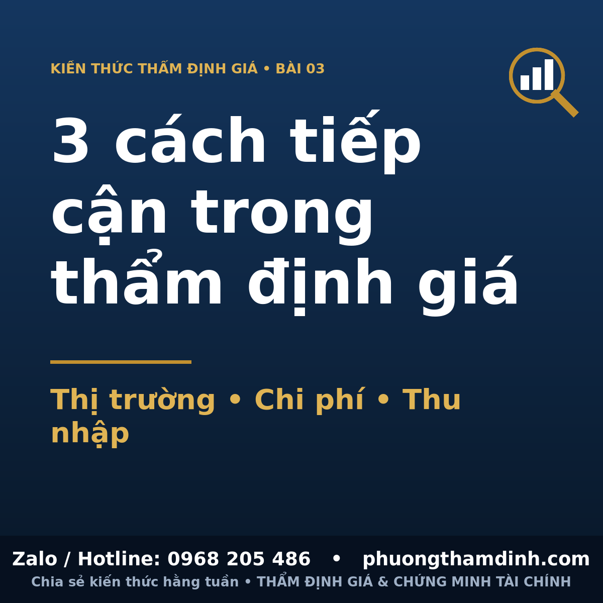 Ba cách tiếp cận trong thẩm định giá: thị trường, chi phí, thu nhập